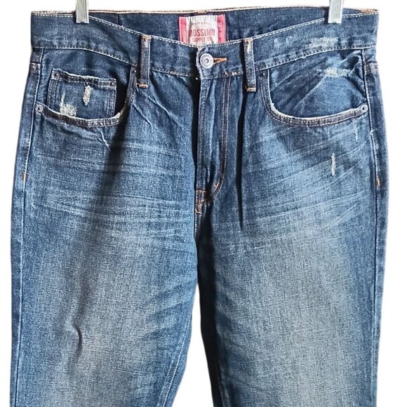 Mossimo Mens Bootcut Jeans Size 33x32 Distressed Denim - Picture 1 of 8